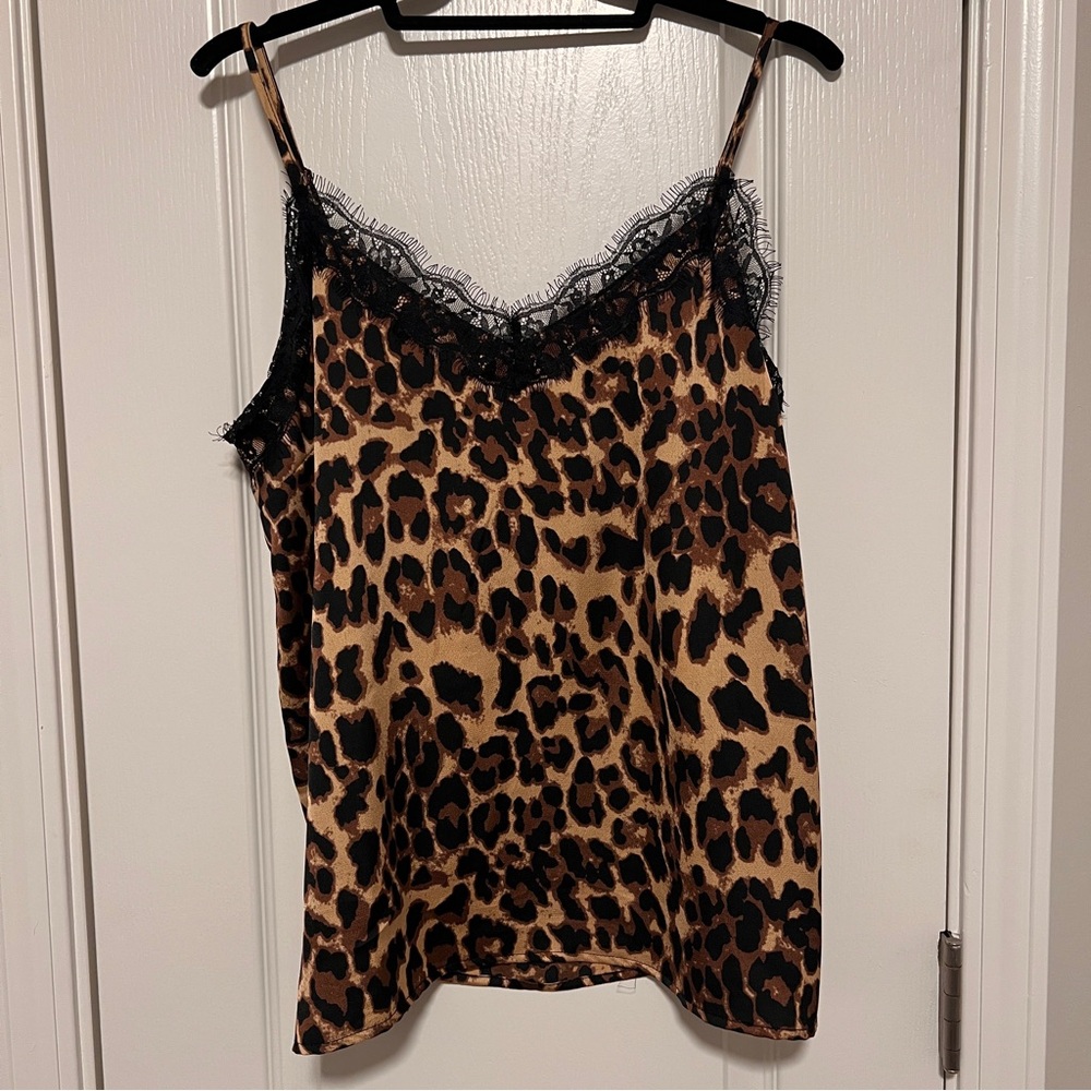 Endless Rose Animal Print Cami with Black Lace